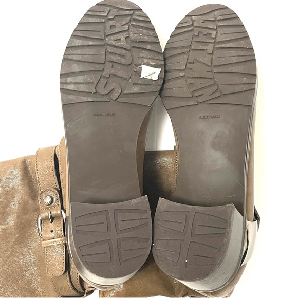 Stuart Weitzman Ranch Dressing Moto Boot Tan Leather Block Heel Womens Size 6M - Picture 8 of 11